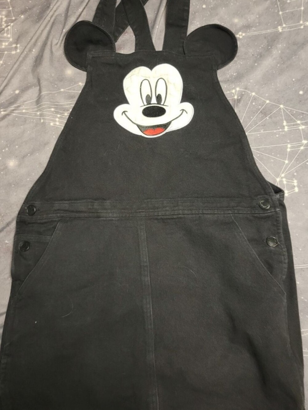 Lazy Oaf Black Mickey Face Pinafore Overalls